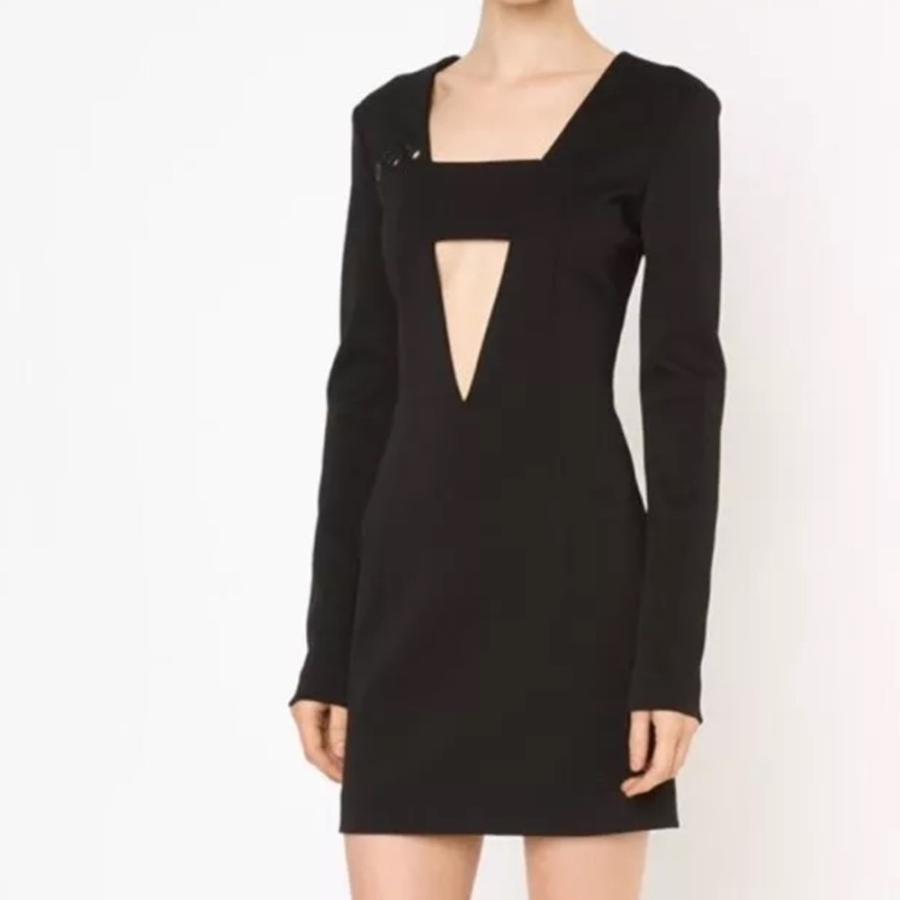 $1885 Anthony Vaccarello Black Deep V Cut Dress 2 - Picture 4 of 7